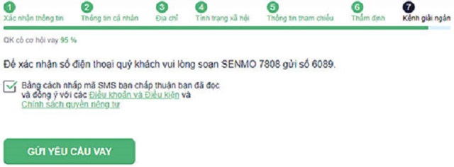 Khách hàng cần nhập mã xác nhận qua SMS để xác minh thông tin SENMO: 17