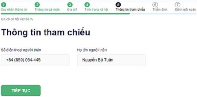 Nhập thông tin người tham chiếu SENMO: 14