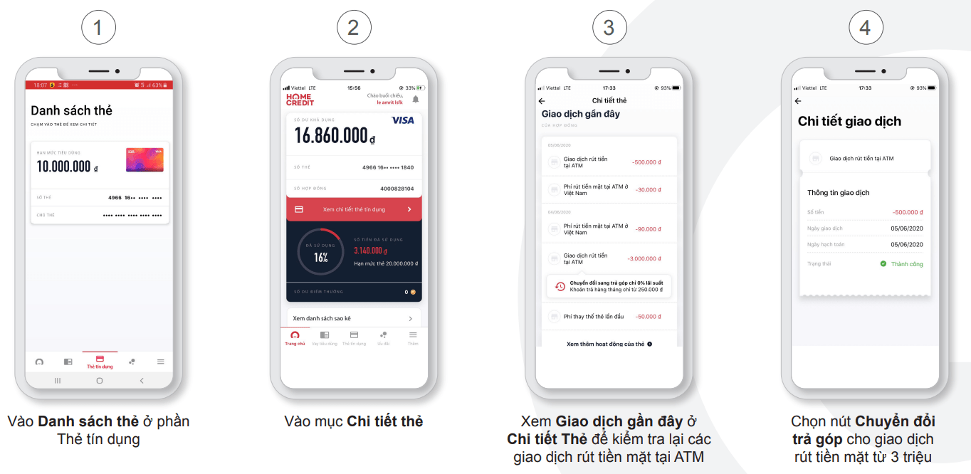 Chuyển đổi trả góp thẻ tín dụng Home Credit